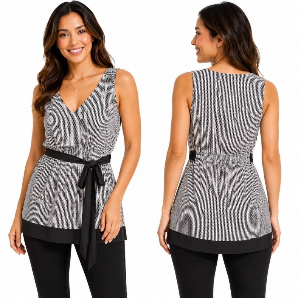 Ann Taylor LOFT XS 0 Petite Black Stripe Blouse